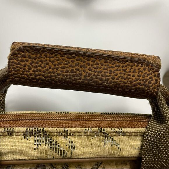 Vintage Verdi Tapestry Carryon Messenger Laptop Bag Cream Brown and Green Floral - Picture 4 of 16